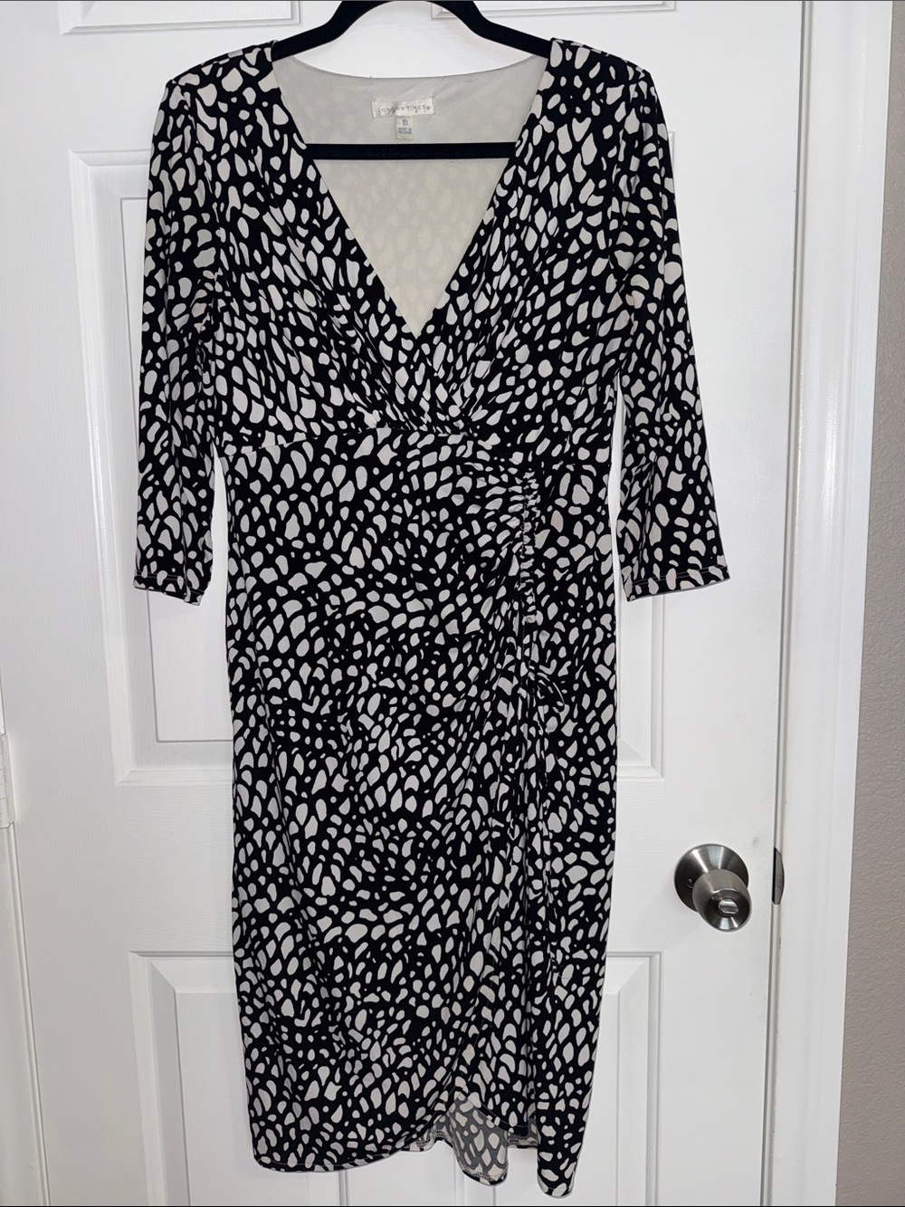 B&W Printed Wrap Dress